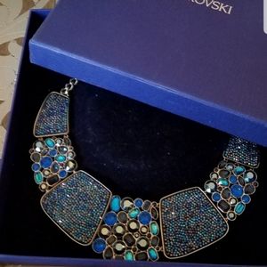 AUTHENTIC Swarovski Statement “AMAZING” Blue Bib Necklace NIB